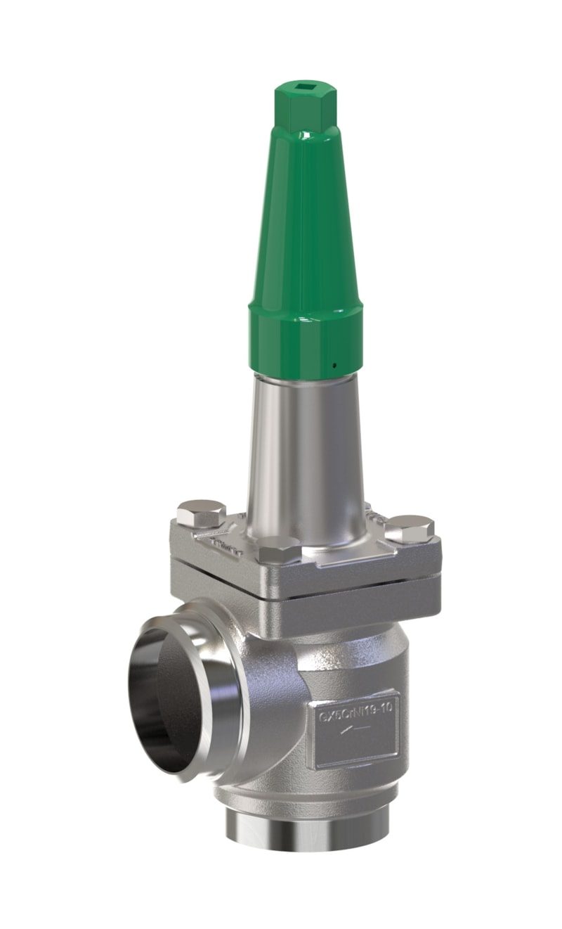Danfoss SCA-X SS 65 angleway check and stop valve, 65 mm (2 1/2 in) butt weld ASME B 36.10M Schedule 40, stainless steel, 52 bar (code 148B7012)