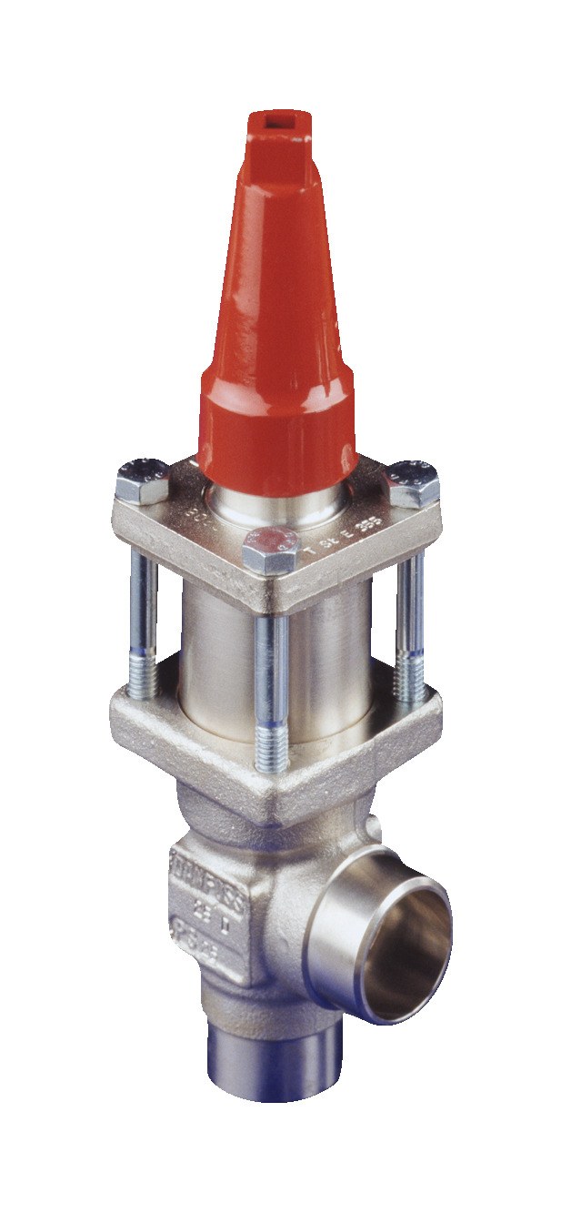 Danfoss OFV-SS 25 overflow / pressure regulating valve, 25 mm (1 in) butt weld EN 10220, stainless steel, 52 bar, 2-8 bar set range (code 148G3195)
