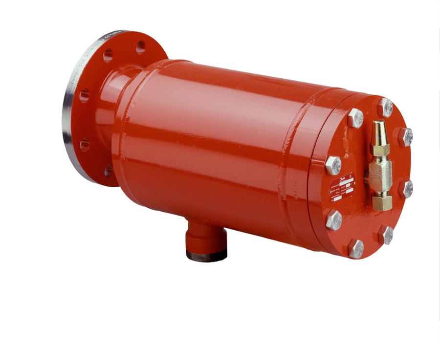 Danfoss HFI 040 F high pressure float valve (liquid level regulating valve), 100 mm (4 in) flange inlet (DIN 2635/2512-F EN 1092-1 EN 10220), 50 mm (2 in) butt weld outlet, 40 mm nozzle, 400 kW R717 rated capacity, 25 bar MWP with two external connections for drainage and pressure equalization (code 148G3196)
