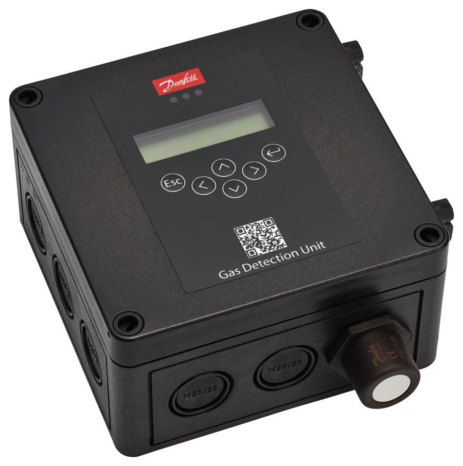 Danfoss GDA gas detection unit, ammonia (R717) electrochemical, 0–1000 ppm, LCD, wall-mount (148H6020)