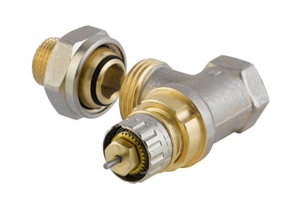 Danfoss RA-IN with O-ring DN 10 angle radiator valve, normal flow with presetting, dimension standard F