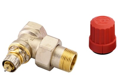 Danfoss RTR-N DN 20 angle thermostatic radiator valve — normal-flow valve with presetting, dimension standard F