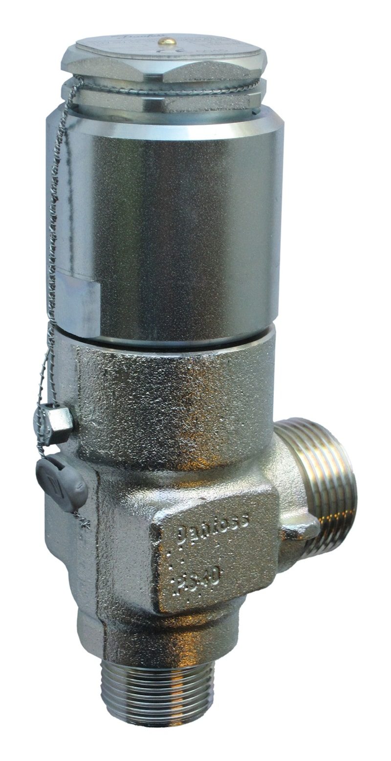 Danfoss BSV 8 safety relief valve, G 3/4 in x 1 in, set pressure 14 bar (203 psig), TUV pressure-setting certificate (code 2416+319)