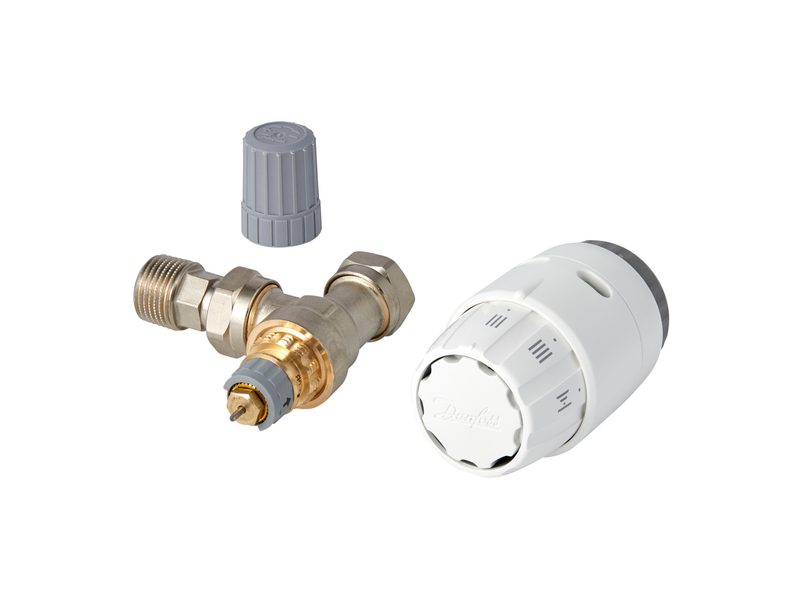 Danfoss RAS-C2 thermostatic radiator valve set — RAS-C2 sensor + 15 mm bidir angle valve (013G6050)