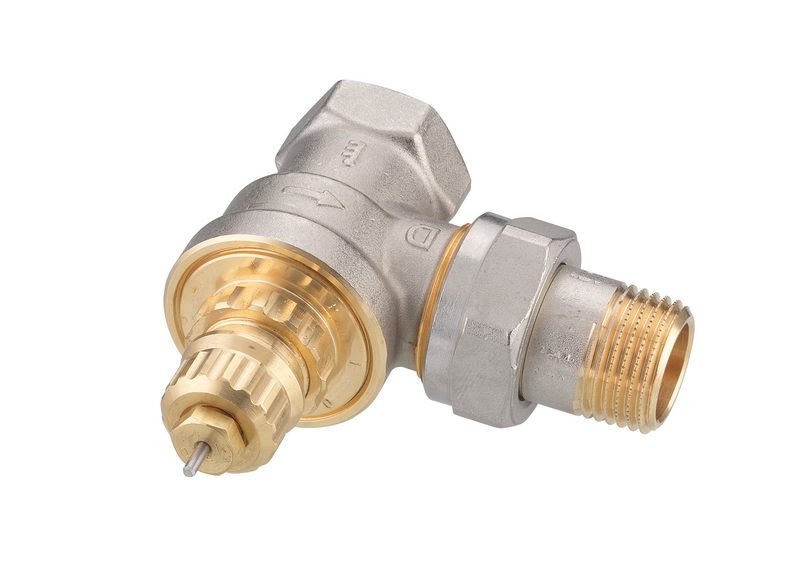 Danfoss RTR-G DN 15 angle thermostatic radiator valve — high-flow valve for one-pipe systems (no presetting), dimension standard D (013G7023)