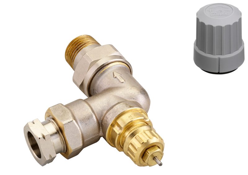 Danfoss RA-FN DN 15 angle radiator valve, fixed capacity (no presetting), dimension standard D (supplied with fittings) (013G0149)
