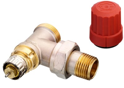 Danfoss RA-N DN 15 angle thermostatic radiator valve — normal-flow valve with presetting, dimension standard D