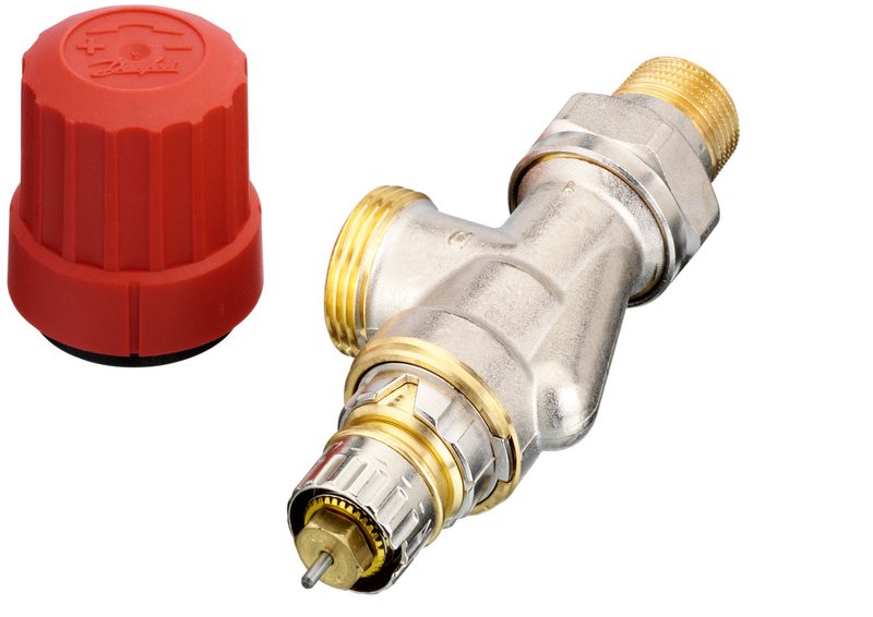 Danfoss RA-N DN 15 horizontal angle thermostatic radiator valve — normal-flow valve with presetting, dimension standard D (013G4203)
