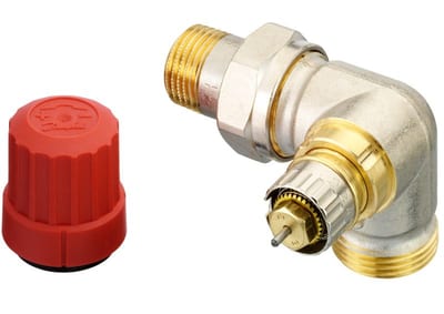 Danfoss RA-N DN 15 double angle right thermostatic radiator valve — normal-flow valve with presetting, dimension standard Other permitted