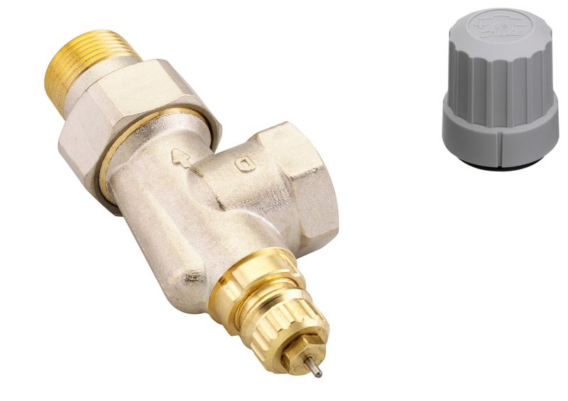Danfoss RTR-FN DN 20 horizontal angle thermostatic radiator valve — fixed-capacity valve (no presetting), dimension standard D (013G7009)