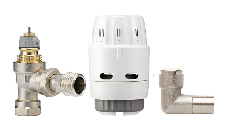 Danfoss RAS-C2 thermostatic radiator valve set — RAS-C2 sensor + 10 mm bidir angle valve (013G6060)