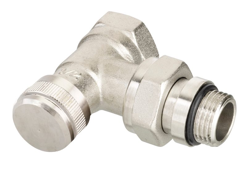 Danfoss RLV DN 15 angle lockshield radiator valve — self-sealing, manual shut-off (003L0343)