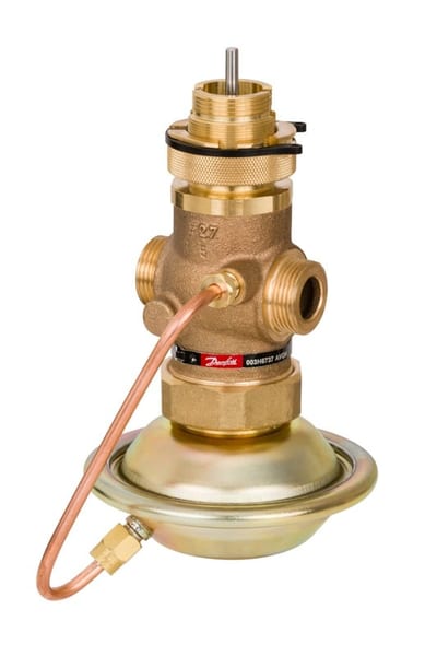 Danfoss AVQM flow controller with integrated control valve (PICV), PN 16, DN 15, flow range 0.01–0.18 m³/h, Kvs 0.4 m³/h, G 3/4 A external thread