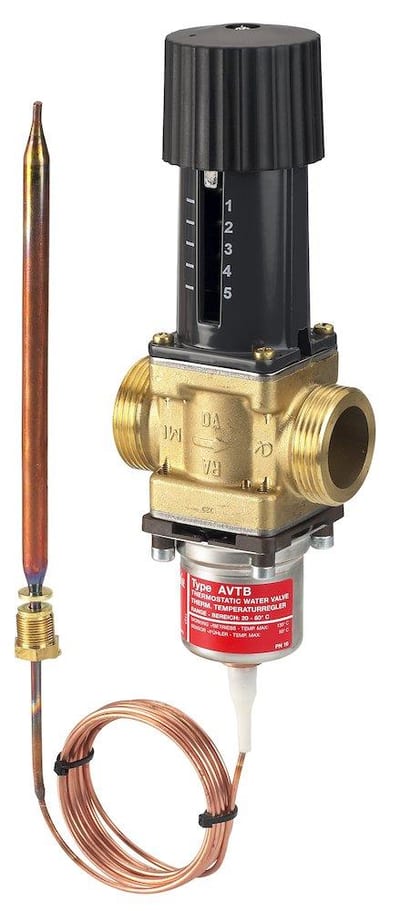 Danfoss AVTB 15 Thermostatic Valve with nipple connection - 30°C, 100°C, 1.9M³/h, 15