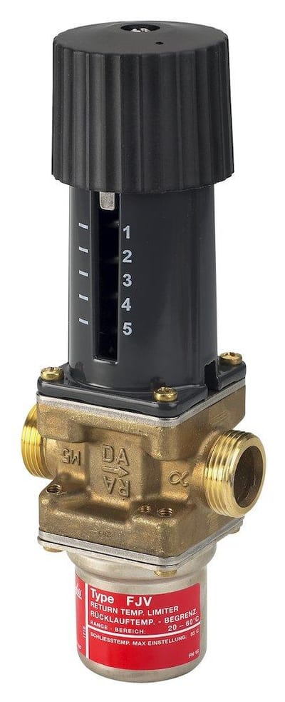 Danfoss FJV 15 Return Flow Thermostat with nipple connection - 20°C, 50°C, 1M³/h