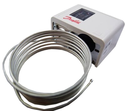 Danfoss KP Thermostat - 40 - 65°C, -30°C, 15°C, 2M, Diff. 5,5 - 23 / 1,5 - 7 °C, A, KP 61