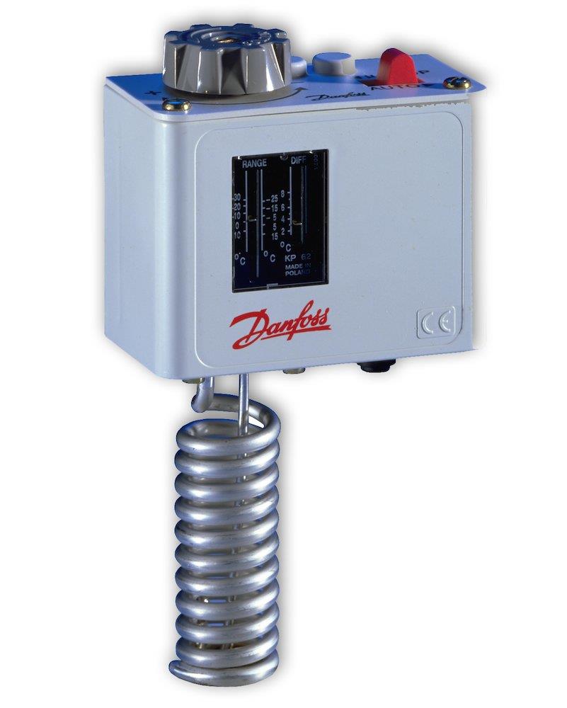 Danfoss KP Thermostat - 40 - 65°C, -30°C, 15°C, Diff. 5 - 20 / 2 - 8 °C, C2, KP 62