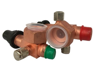 Danfoss Rotalock Valve Set - 1 1/4" Rotalock x 3/4" solder, 1 3/4" Rotalock x 1 1/8" solder