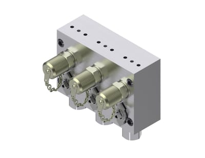 Danfoss 061B7002 MBV 5000 Test Valve — 3 Inlets / 3 Outlets, Separate Test Function, G 1/4 Flange Connection