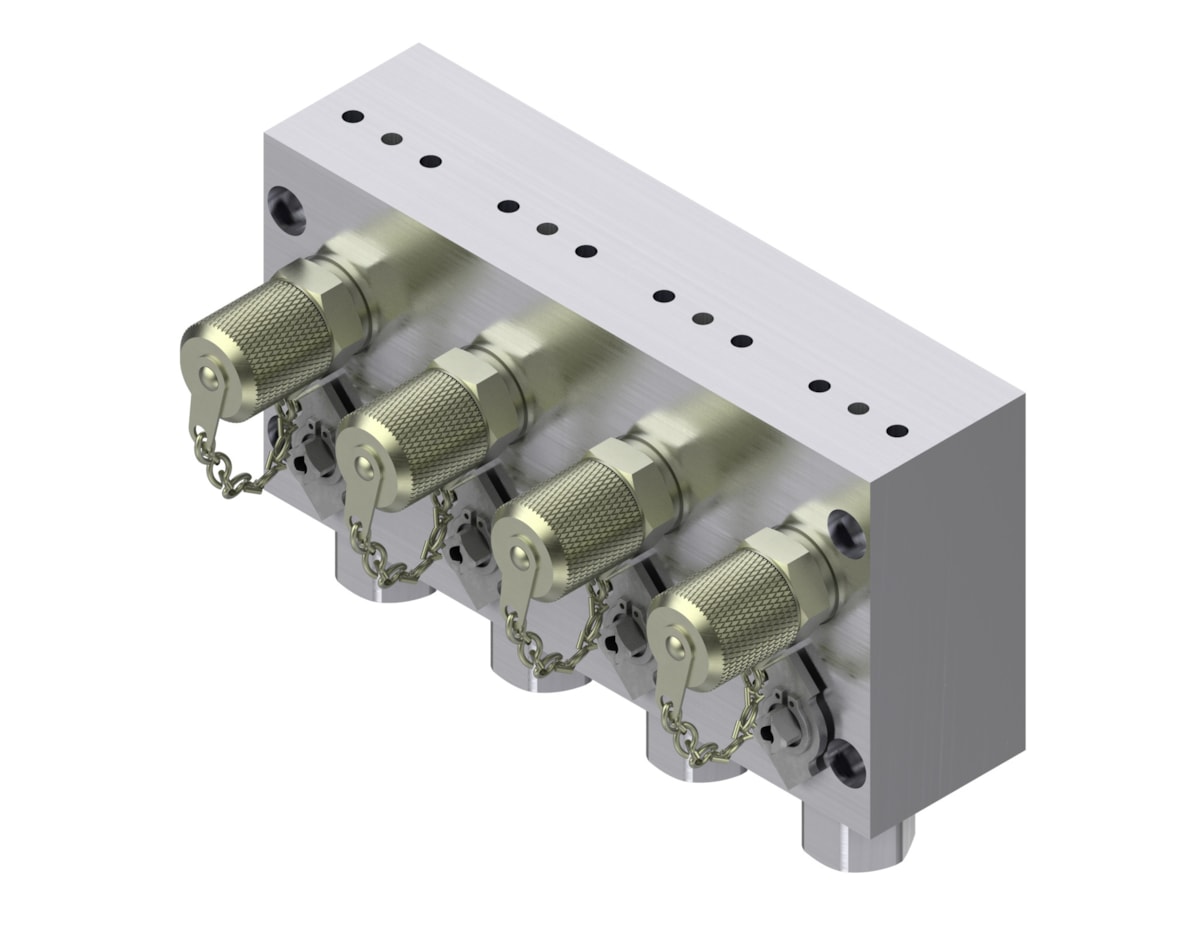 Danfoss 061B7003 MBV 5000 Test Valve — 4 Inlets / 4 Outlets, Separate Test Function, G 1/4 Flange Connection