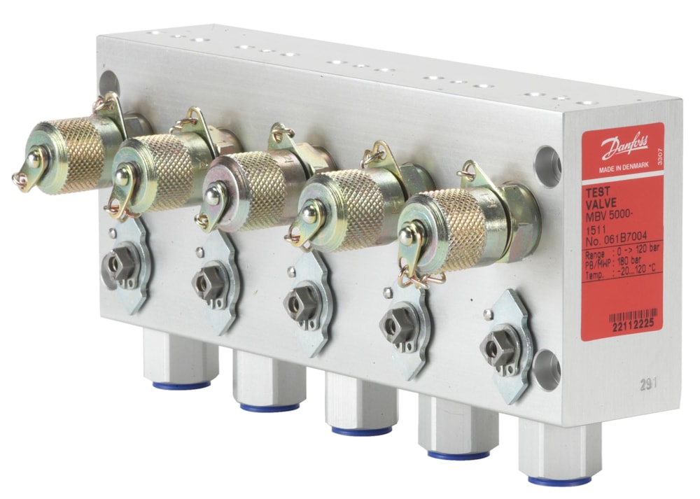 Danfoss 061B7004 MBV 5000 Test Valve — 5 Inlets / 5 Outlets, Separate Test Function, G 1/4 Flange Connection