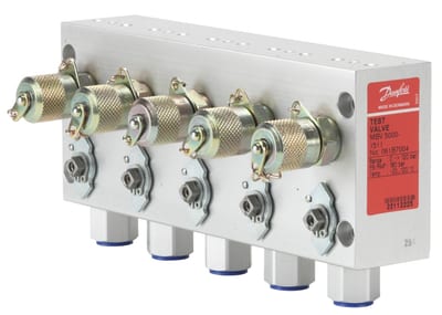 Danfoss 061B7004 MBV 5000 Test Valve — 5 Inlets / 5 Outlets, Separate Test Function, G 1/4 Flange Connection