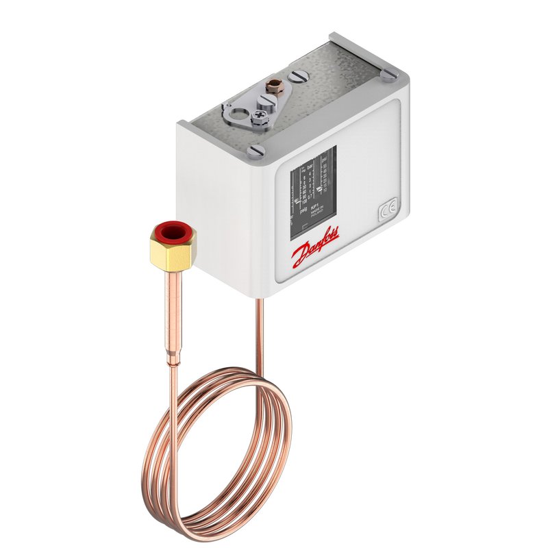 Danfoss KP1 pressure switch, -0.2 to 7.5 bar, auto reset, SPDT, 1/4 in flare female connection