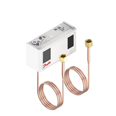 Danfoss KP15 dual pressure switch, LP -0.2 to 7.5 bar / HP 8 to 32 bar, auto/auto, SPDT, 1/4 in flare female