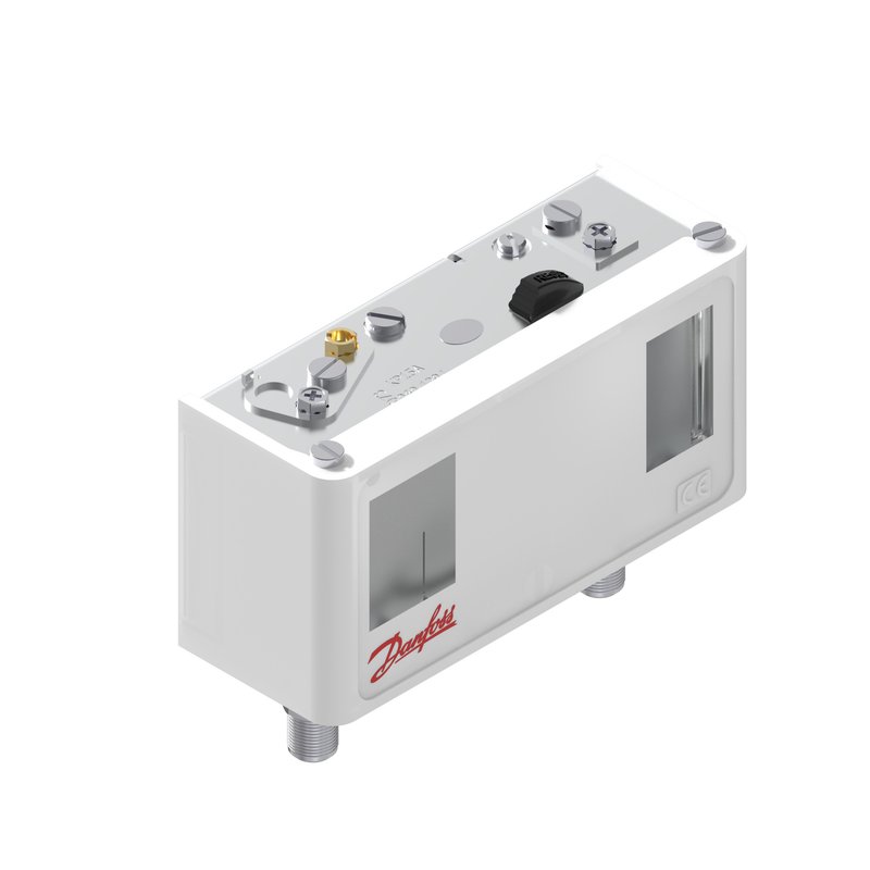 Danfoss KP15A dual pressure switch, LP -0.2 to 7.5 bar auto / HP 8 to 32 bar manual-max, SPDT+SPST(NO), M10 x 0.75