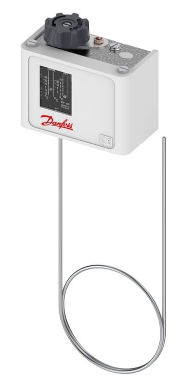Danfoss KP62 thermostat, -30 to 15 °C, automatic, SPDT, room sensor 40 x 30 mm