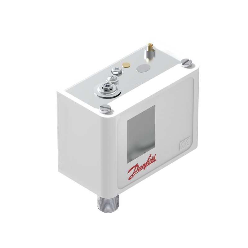 Danfoss KPI35 pressure switch, -0.2–8 bar (6 inHg–116 psig), 0.4–1.5 bar (6–22 psi) differential, automatic reset, SPDT, 1/4-18 NPT, IP30