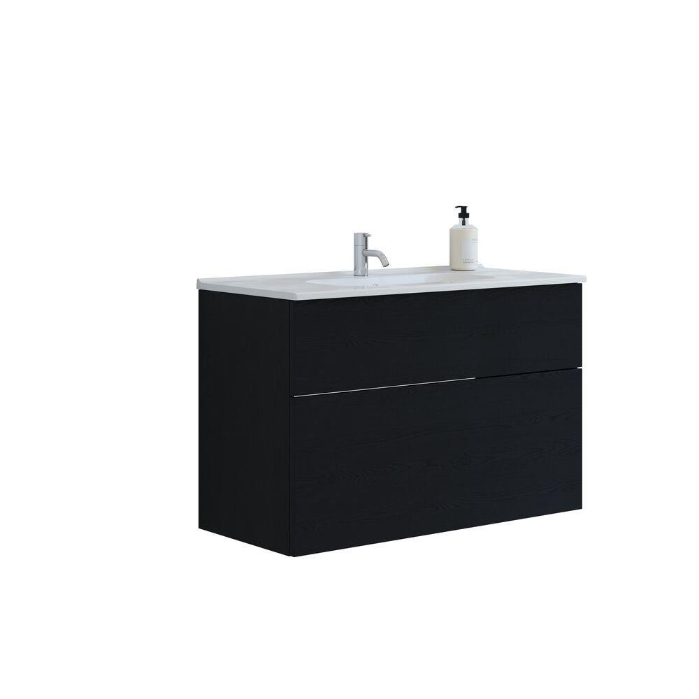 Dansani Luna Furniture package black oak - 1010mm melamine oak, 2 drawers, 1 basin