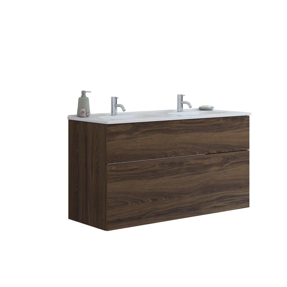 Dansani Luna furniture pkg brown oak — 1210×658×455 mm, 2 drawers, 2 basins