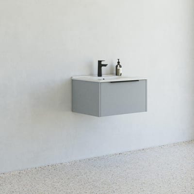 Dansani Mido+ Furniture package matt light blue - Melamine-coated, 610mm, 338mm, 455mm, blue, Assembled, 1 drawer, Centre-placed, Yes, 1 basin
