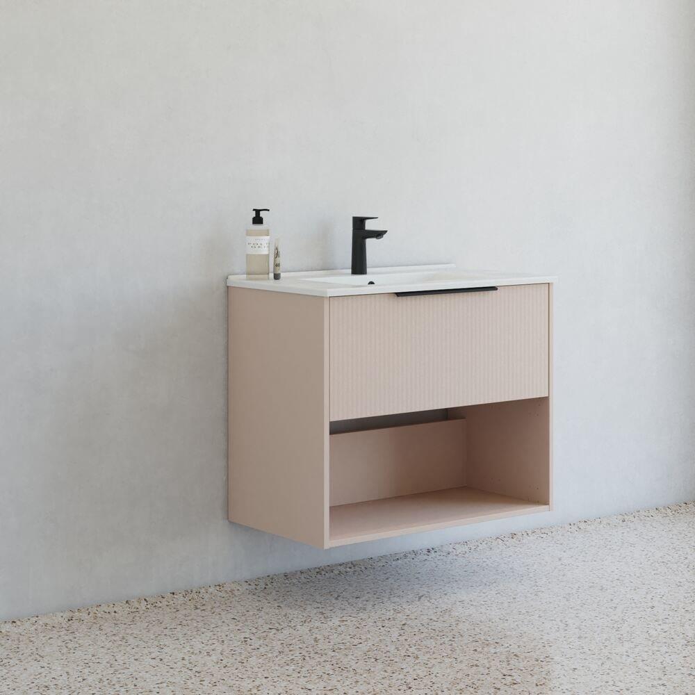 Dansani Mido+ Furniture Package matt sand-coloured - melamine-coated, 1 drawer, 1 basin