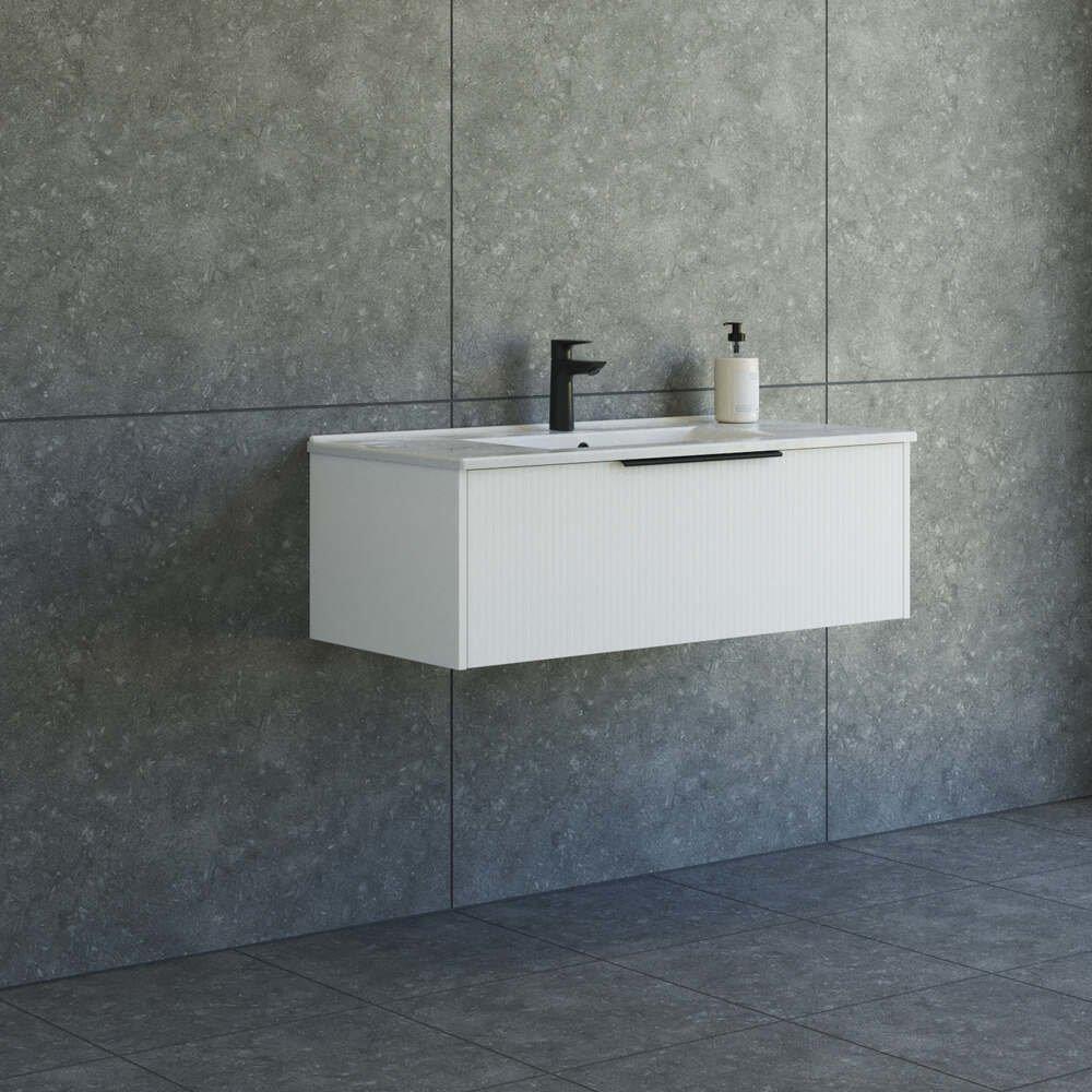 Dansani Mido+ Vanity Unit 1010 mm, Matte White Melamine, 1 Drawer, Single Basin