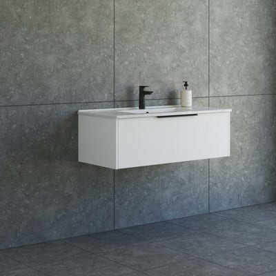 Dansani Mido+ Vanity Unit 1010 mm, Matte White Melamine, 1 Drawer, Single Basin