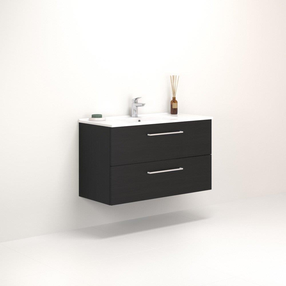 Dansani Mido+ Furniture package - 1010mm melamine black, 2 drawers, 1 basin