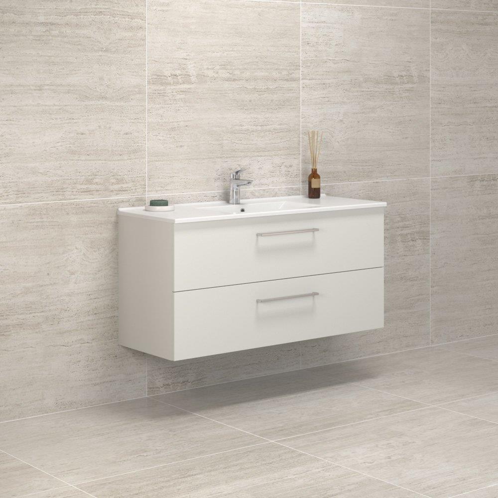 Dansani Mido+ Vanity Furniture Package, Matte White Melamine - 1210 x 604 x 455 mm, 1 Basin