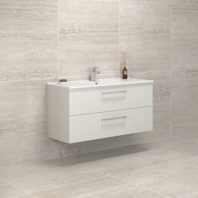 Dansani Mido+ Vanity Furniture Package, Matte White Melamine - 1210 x 604 x 455 mm, 1 Basin