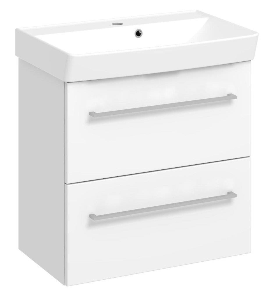 Dansani Mido Vanity Set, Melamine-Coated Matte White - 520 x 664 x 405mm, 1 Basin, 2 Drawers