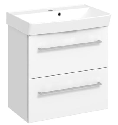 Dansani Mido Vanity Set, Melamine-Coated Matte White - 520 x 664 x 405mm, 1 Basin, 2 Drawers