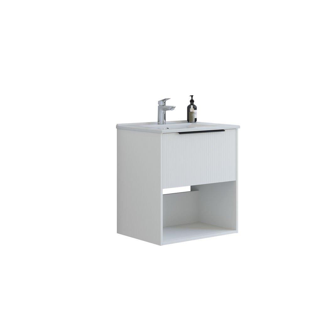 Dansani Mido+ Vanity Furniture Package, Matte White Melamine - 610 x 658 x 455 mm, 1 Basin