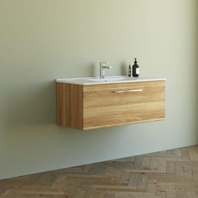 Dansani Mido Furniture Package - warm oak, 1010x418x455mm, melamine, 1 drawer, 1 basin