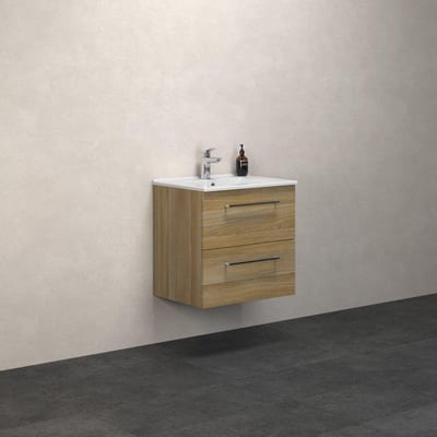 Dansani Mido+ Furniture package warm oak - 610x604x455mm, 2 drawers, 1 basin