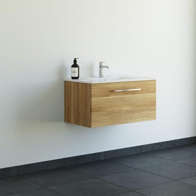 Dansani Mido Furniture package warm oak melamine-coated - 1 drawer, 1 basin