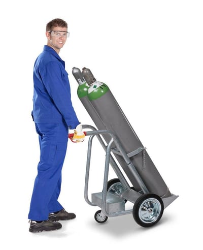 DENIOS GFR-L Bottle Cart galvanized steel - 2 gasflasker à 50 liter, 770mm, 770mm, 1280mm