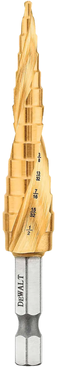 1/8-IN. - 1/2-IN. Impact Ready Titanium Nitride Coating Step Drill Bit