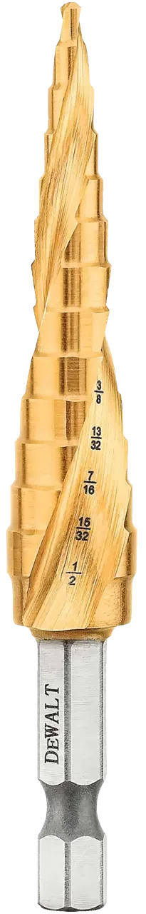 1/8-IN. - 1/2-IN. Impact Ready Titanium Nitride Coating Step Drill Bit