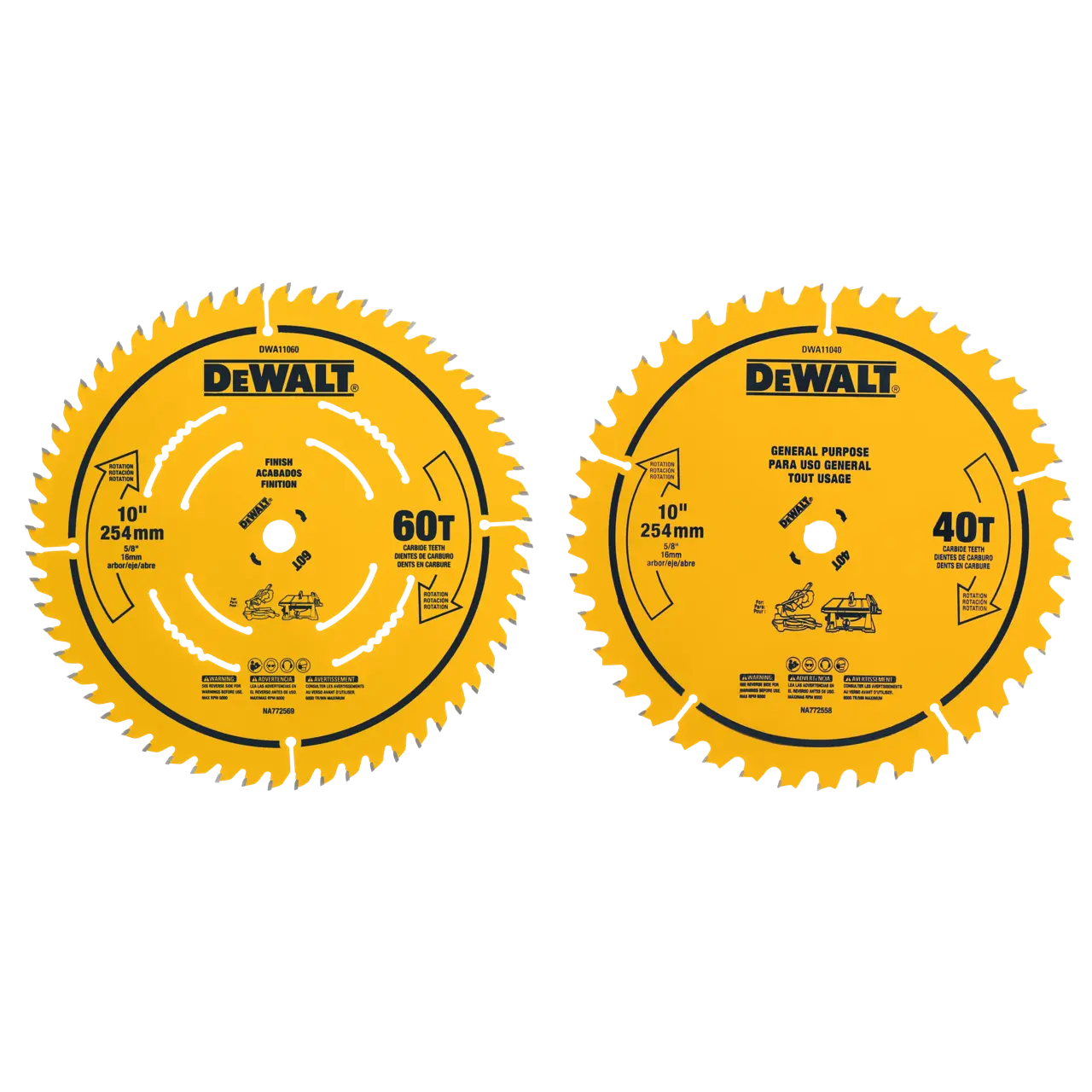 10-IN. (254mm) 40 tooth and 60 tooth general purpose saw blades (2-Pack)